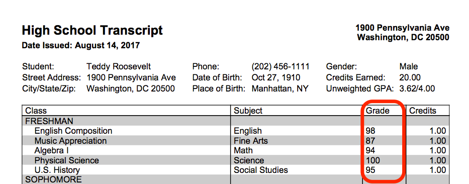 three new features transcript maker number to letter grades