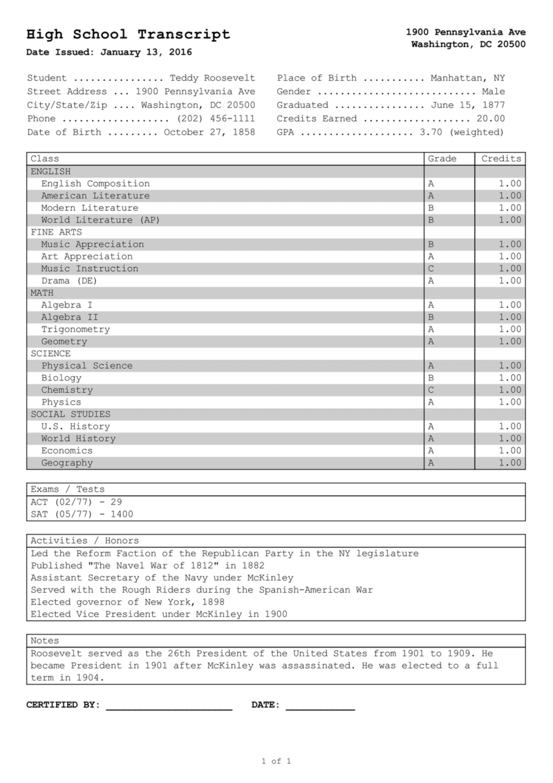 college common application transcripts