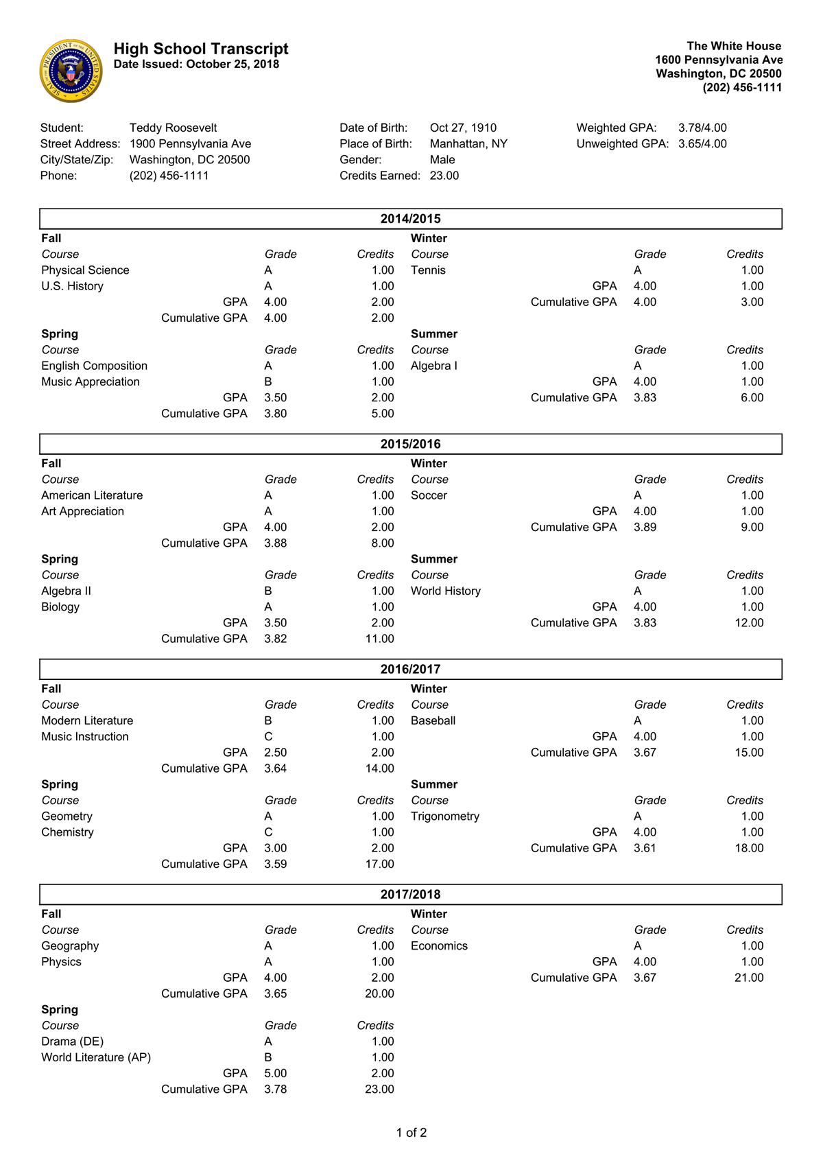 transcript homework extension